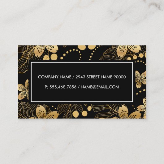 Elegant Golden Floral Pattern Visitekaartje (Achterkant)