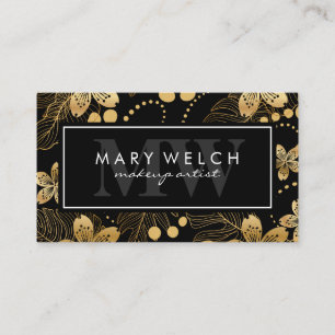 Elegant Golden Floral Pattern Visitekaartje