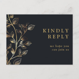 Elegant Golden Floral Song Request RSVP Briefkaart