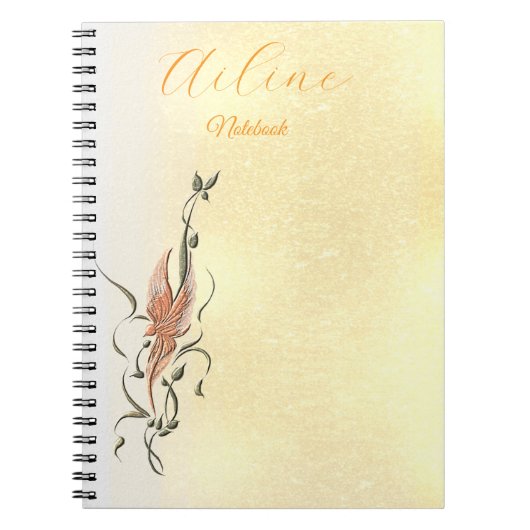 Elegant Golden Floral Vine Spiral Photo Notebook Notitieboek (Voorkant)