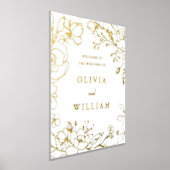 Elegant Golden Floral Wedding Ceremony Welkom Folie Afdrukken (Laagn)