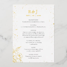 Elegant Golden Floral Wedding Enclosure Folie Uitnodiging