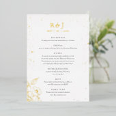 Elegant Golden Floral Wedding Enclosure Folie Uitnodiging (Staand Voorkant)