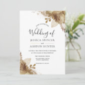 Elegant Golden Floral Wedding Invitation Kaart (Staand voorkant)
