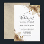 Elegant Golden Floral Wedding Invitation Kaart<br><div class="desc">Gold Floral Wedding Invite Elegant Floral Gold Design. Variaties in de uitnodiging en overeenkomende objecten in onze winkel</div>