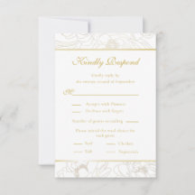 Elegant Golden Floral Wedding RSVP-kaart
