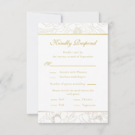 Elegant Golden Floral Wedding RSVP-kaart RSVP Kaartje