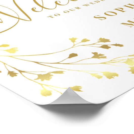 Elegant Golden FLORAL Wedding Welcome Sign Poster (Hoek)