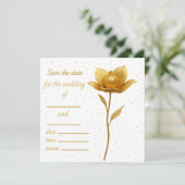 Elegant Golden Flower Flat Save The Date Card (Staand voorkant)