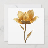 Elegant Golden Flower Flat Save The Date Card (Achterkant)