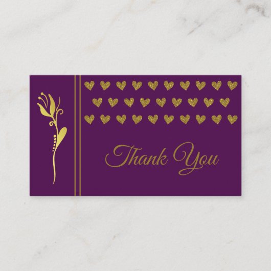 Elegant Golden Flower Hearts Custom Logo Bedankt Visitekaartje (Voorkant)