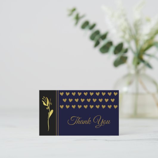 Elegant Golden Flower Hearts Custom Logo Bedankt Visitekaartje (Staand voorkant)