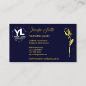 Elegant Golden Flower Hearts Custom Logo Bedankt Visitekaartje (Achterkant)