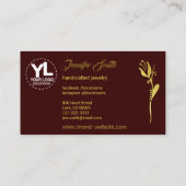 Elegant Golden Flower Hearts Custom Logo Dank u Visitekaartje (Achterkant)