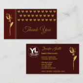 Elegant Golden Flower Hearts Custom Logo Dank u Visitekaartje (Voorkant / Achterkant)