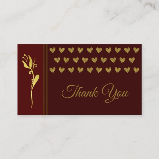 Elegant Golden Flower Hearts Custom Logo Dank u Visitekaartje (Voorkant)