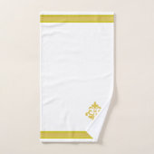 Elegant Golden Flower, Monogram & Stripe on White Bad Handdoek (Handdoek)
