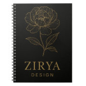 Elegant Golden Flower Notebook by Zirya Design Notitieboek (Voorkant)