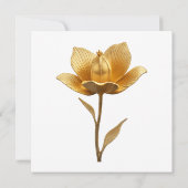 Elegant Golden Flower Wedding Invitation Kaart (Achterkant)