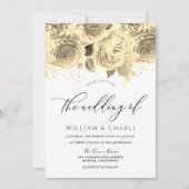 Elegant Golden Flowers All Seasons Weddenschap Kaart (Voorkant)