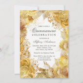 Elegant Golden Flowers Quinceanera Celebration Kaart (Voorkant)