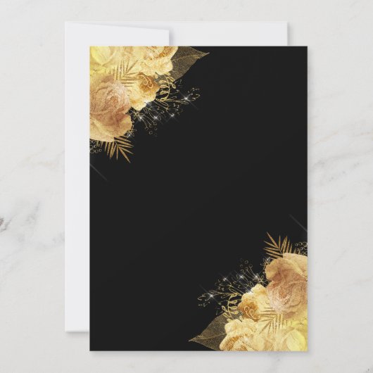 Elegant Golden Flowers Quinceanera Celebration Kaart (Achterkant)