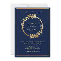Elegant Golden Foliage Navy Blue Wedding