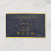 Elegant Golden Folie & Dark Black Name Script Visitekaartje (Achterkant)