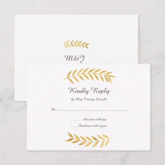 Elegant Golden Folie Kijk uit naar RVSP-Kaart RSVP Kaartje (Voorkant / Achterkant)