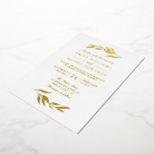Elegant Golden Folie Leaf Modern Wedding Folie Uitnodiging (Gedraaid)