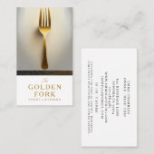 Elegant Golden Fork Cateraar Culinair Visitekaartj Visitekaartje (Voorkant / Achterkant)