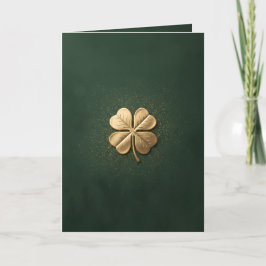 Elegant Golden Four Leaf Clover St. Patricks Day Kaart