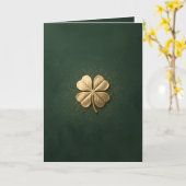 Elegant Golden Four Leaf Clover St. Patricks Day Kaart (Gele Bloem)