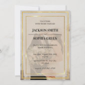 Elegant Golden Frame Photo Wedding Invitation Kaart (Achterkant)