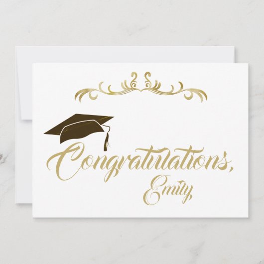 Elegant Golden Gefeliciteerd Afstuderen Afstuderen Kaart (Voorkant)