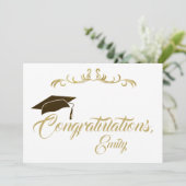Elegant Golden Gefeliciteerd Afstuderen Afstuderen Kaart (Staand voorkant)