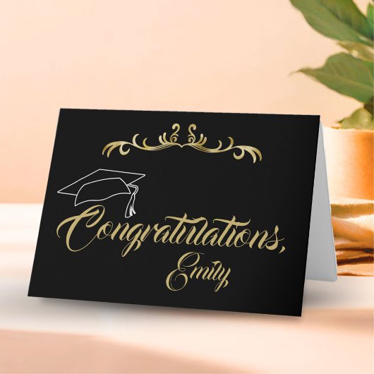 Elegant Golden Gefeliciteerd Afstuderen Afstuderen Kaart