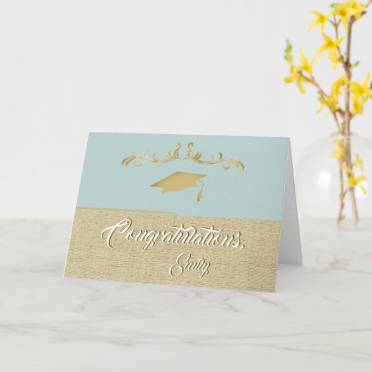 Elegant Golden Gefeliciteerd Afstuderen Afstuderen Kaart (Gele Bloem)