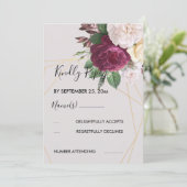 Elegant golden geometric RSVP Uitnodiging (Staand voorkant)