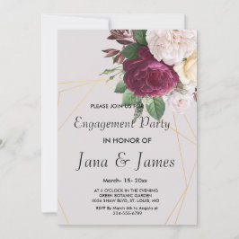 Elegant golden geometric Verloving Invitation Kaart