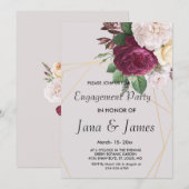 Elegant golden geometric Verloving Invitation Kaart (Voorkant / Achterkant)