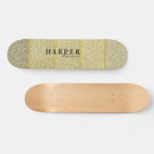 Elegant Golden Glitter Custom Name Skateboard (Horizontaal)