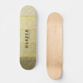 Elegant Golden Glitter Custom Name Skateboard (Voorkant)
