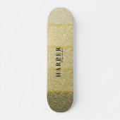 Elegant Golden Glitter Custom Name Skateboard (Voorkant)