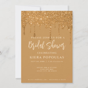 Elegant Golden Glitter Design Vrijgezellenfeest Kaart