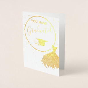Elegant Golden Glitter Gefeliciteerd Afstuderen Folie Kaarten
