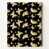 Elegant Golden Gold Butterfly Script Name Monogram Notitieboek (Achterkant)