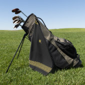 Elegant Golden Greek Pattern en Monogram op Black Golfhanddoek (Groen)
