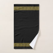 Elegant Golden Greek Pattern op Black Bad Handdoek (Handdoek)