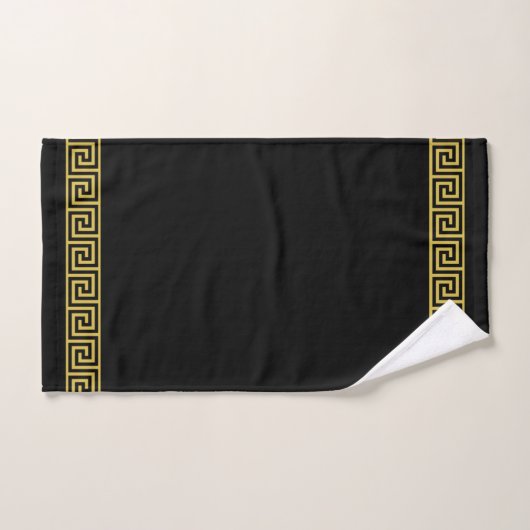 Elegant Golden Greek Pattern op Black Bad Handdoek (Handdoek)